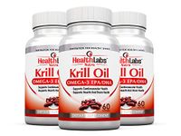 Health Labs Nutra Omega 3 Krill Oil 3-Month Supply 1000mg per Serving (2 softgels) Highest Concentration of Omega-3's 6's, 9's DHA/EPA - (Pack of 3)