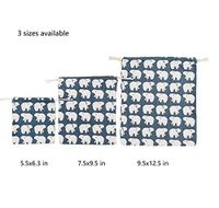 Nuni Polar Bear Pattern Cotton Double Drawstring Pouches Muslin Bags Gift Bags Sacks Sachet Bags for Jewelry Candy Favors Wedding Birthday Party Blue 3 Sizes Available 1-12 Counts (7.5x9.5/1 Bag)