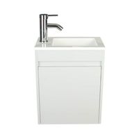 Bathroom Vanity Wall Mounted,Small Bathroom Vanity with Ceramic Sink,Grey Bathroom Vanity and Sink Combo,Chrome Faucet P-Trap Include