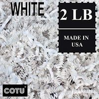 2 LB White Crinkle Shred Gift Basket Shred Crinkle Paper Filler Bedding by COTU (32 oz)