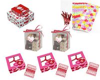 Valentines Day Baked Good Gift Box/Bag Kit - Includes 3 Cupcake Boxes, 2 Clear Cookie Treat Boxes, 2 Stackable Cookie Treat Boxes and 20 Large Cello Treat Bags