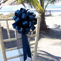 Navy Blue Wedding Pull Bows with Tulle Tails - 8" Wide, Set of 6, President's Day, 4th of July, Birthday, Wedding, Pew Bows, Decoration