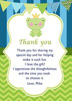 30 Personalized Thank You Cards Blue Green Polka Dots Stripes Chevron Frog Prince Design Baby Shower or Birthday Party Event + 30 White Envelopes