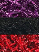 Assorted 3 Colors Halloween Crinkle Paper Shred for Packaging Gift Box/Party Decor 6-Ounce Bag Bulk Buy !! Choose Color Set (Plum, Black, RED)