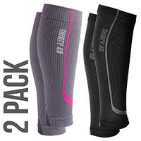 Graduated Compression Sleeves Thirty48 Cp Series, Prevents Calf and Shin Splints ; Relieves Lower Leg Pain and Cramps ; Maximize Faster Recovery by Increasing Oxygen to Muscles ;, 2 Pk F.Pink/Gray - B