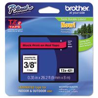 Brother P-Touch PT-1950 Label Tape (OEM) 0.35" Black Print on Red