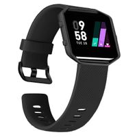 UMAXGET Compatible with Fitbit Blaze Bands with Metal Frame, Silicone Soft Sport Smartwatch Replacement Wristband for Men Women, Black Band with Black Frame