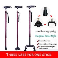 TXDWYF Crutches/Four-Legged/Single-Legged/Elderly/Lightweight/Sturdy/Cane/Quality/Retractable/Adjustable/Massage Handle/Slip Pads/Lightweight Cane,Black