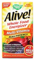 Alive Whole Food Energizer Multivitamin Max Potency Iron Free (90 Tablets)