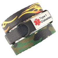3 Bracelet Value Pack | Type 1 Diabetes, Medical Alert Bracelets | Choice of Fun Designs | Adjustable up to 6.5" Wrist Size | Medical ID Bracelets | Fire & Camo
