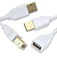 Ipax 25Ft Extra Long Gold Plated White Hi-Speed Cable for Printer Scanner Copier with Ferrite Core [ 10ft Interface Plug + 15Ft USB Extension Cord ]