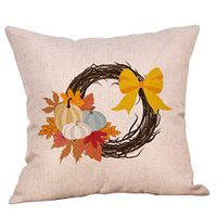 Indexshop Thanksgiving Halloween Throw Pillow Case Cover, Pumpkin Throw Pillow Case Halloween Thanksgiving Fall Decorative Cushion Cover Cotton Linen 18x18 inches (A)