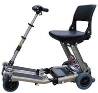 Luggie Travel Mobility Folding Scooter with Suitcase, Armrests & Bag - Champagne color