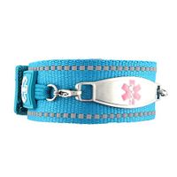 Waterproof Medical Alert ID Bracelet - Custom Engraving Included - Active, Sports -Turquoise Bracelet/Pink (M)