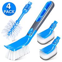 3-in-1 Cleaning Brush Kit Sponge Brush Dish Brush Bottle Brush with 16cm Detachable Soft Rubber Handle Multi-function Cleaning Brush Set for Kitchen (2 sponge brushes,1 Cleaning brush,1 Bottle brush)
