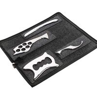 Stainless Steel Gua Sha Scraping Tool Set of 4 Pieces Massage Tool for Soft Tissue- Physical Therapy -Scar Tissue,Used for Back, Legs, Arms,Neck,Shoulder (4 Pieces)