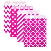 KEYYOOMY 200 Pcs Candy Buffet Bags Small Paper Treat Bags (Magenta/Fuchsia, 5 inch X 7 inch)