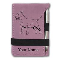 Mini Notepad, Bull Terrier Dog, Personalized Engraving Included (Pink)