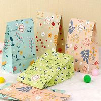 AerWo 48pcs Floral Party Favor Bags, Flowers Paper Gift Bags Candy Goodie Treat Bags for Girls Birthday Party Wedding Bridal Baby Shower Garden Tea Party Supplies