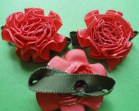 48pc Cabbage Rose W/leaf Flower Appliques/craft-6colors -(Pick Color) (Deep pink)