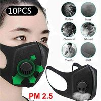 Powerdelux 10PC Breathing Face Masks, Polymer Filter Sponge Face Masks Black, Washable Reusable Masks, Protection from Dust, Pollen, Pet Dander