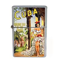 Wind Proof Dual Torch Refillable Lighter Vintage Poster D-040 Cuba - Holiday Isle of The Tropics" Vintage Travel