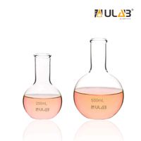 ULAB Boiling Flask of Flat Bottom Set, 2 Sizes 250ml 500ml, Borosilicate 3.3 Glass Material, UBF1007