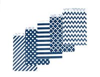200 Counts Large Biodegradable, Food Safe Ink & Paper, Assorted Design Cookie Bag, Eco-Friendly Favor Bag, Treat Bag for Party (Large, Navy)