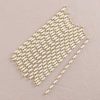 "Sippers" Polka Dot Metallic Print Paper Straws Gold