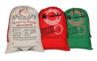 KEFAN 3 Pack Christmas Bag Santa Sack Canvas Bag for Gifts Santa Sack with Drawstrings Extra Large Size 27.5"x19.5"