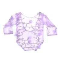 Baby Photography Props Lace Rompers 3D Petals Newborn Girl Photo Shoot Outfits Infant Princess Costume (Purple)