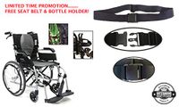 Karman S-2512Q16SS - ERGO FLIGHT – S-2512 16" Seat Width, Ultra Lightweight Ergonomic Wheelchair, Color Silver, Quick Release Wheels, Fixed Armrests, Detachable footrest & FREE Wheelchair Seat Belt