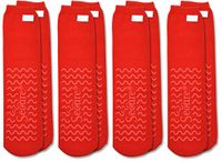 Secure (4 Pairs) Non Skid Socks with All-Around Grip Tread - Hospital Style for Elderly Fall Injury Prevention … (Red)