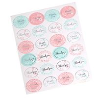 Simdoc 120pcs Kraft Paper Adhesive Sticker Round Golden"Thank You" Series Color Seal Sticker for Baking DIY Package