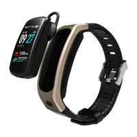 PGTC Fitness Sport Smartwatch Bluetooth Headset with Heart Rate Monitor, Blood Pressure Test Smart Talkband Calorie Counter Pedometer Watch for Android and iPhone (Gold)