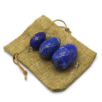Lapis Lazuli Massage Stone Eggs Set of 3 Yoni Eggs with String for Women Pelvic Muscles Train Postpartum Recovery Kegel Exercise