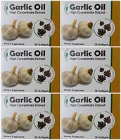 Herbal Inspiration Garlic Oil - High Concentrate Extract - Dietary Supplement - 50 Softgels (Pack of 6) 300 Total SOFTGELS