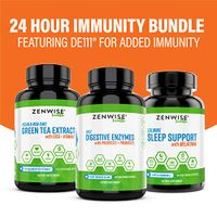 Zenwise All-Day, All-Night Immunity Pack – Sleep Support + Digestive Enzymes + Green Tea Extract – Melatonin & Chamomile for a Calm & Restful Night – DE111 Probiotic for Clinically Studied Immune Supp
