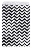 200 pcs Black Chevron Paper Gift Bags Shopping Sales Tote Bags 6" x 9" Black and White Zig Zag Design-Caddy Bay Collection