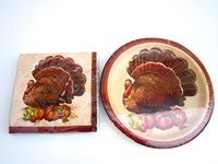Holiday Fall Thanksgiving Elegance Lunch Plate and Beverage Napkin 2 Piece