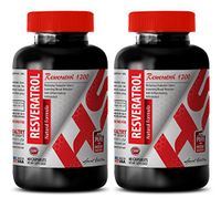 Antioxidant Natural - RESVERATROL 1200 (Natural Formula) - Resveratrol with Green Tea - 2 Bottles 120 Capsules