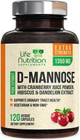 D-Mannose Capsules with Cranberry Extra Strength UTI Support 1350mg - Natural Urinary Tract Support - Made in USA - Natural Fast-Acting Pills w/Dandelion & Hibiscus - 120 Capsules