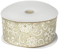 Burton & Burton Ribbon #40 Ivory Snowflakes On 20 Yards