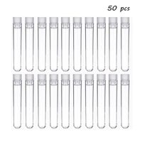 50 Pieces Test Tubes with Caps Clear Plastic 16x100mm(10ml) Test Tube Holder Set with Caps for Scientific Experiments, Party, Decorate The House, Candy Storage