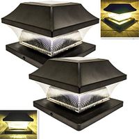 Sogrand Solar Post Cap Lights Outdoor Super Bright 20 Lumen 2Pack for 4x4,5x5,6x6,3.75x3.75 Black Fence Post Lamp Deck Postcap Light Waterproof Warm White LED Caps Lantern for Yard Walkway Porch Dock