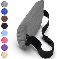 Lumbar Support Pillow Slim D Shape Lower Back Cushion with Adjustable Straps Perfect for Computer – Office Chair – car seat/Breathable Machine Washable Cover (Grey)