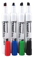 US-Works Permanent Marker, Assorted - Black, Blue, Green, Red, Pack of 4 (64108)