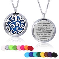 Mtlee Aromatherapy Essential Oil Diffuser Necklace Locket Pendant Stainless Steel Perfume Necklace with 16 Refill Pads and 24 inch Adjustable Chain (Cloud)