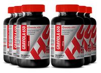 Graviola Leaves Soursop Leaves - Pure GRAVIOLA Leaf Powder 650 MG - Boost Energy Levels (6 Bottles)