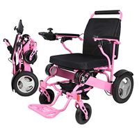 ASDY 2019 Portable Lightweight Aluminum Travel Product Folding Lithium Battery Electric Wheelchair, 180KG,Pink